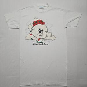 Vintage Sleeper Shirt Youth OS  Snow Much fun Polar Bear White Short Sleeve Tee